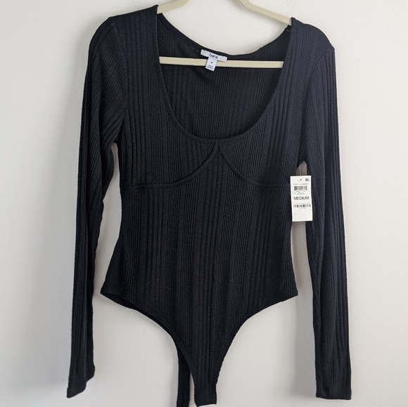 BAR III Sweater Knit Black Bodysuit - Picture 6 of 13